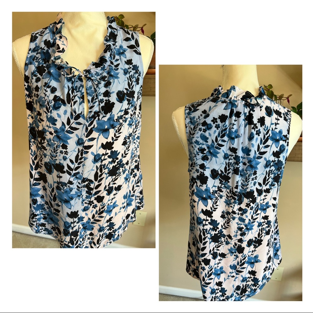 Ecru Sleeveless Silk Blouse, Size Small